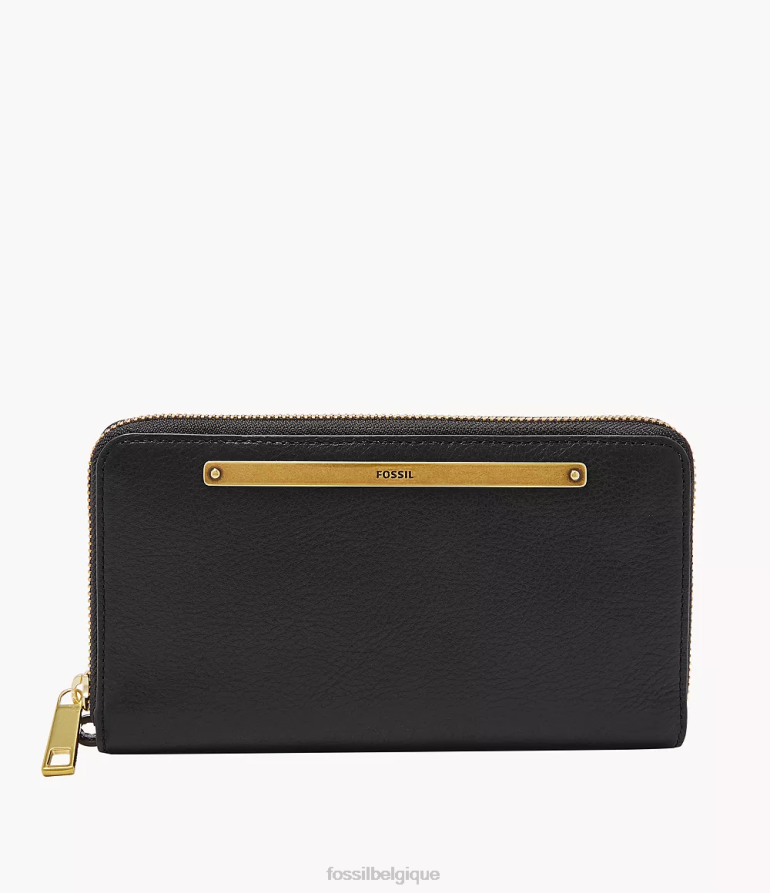 Fossil portefeuille femmes pochette liza zippée autour noir 8V4604813