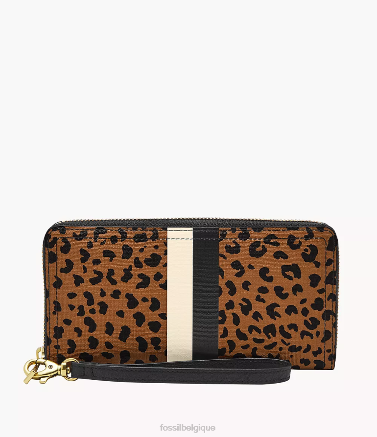 Fossil portefeuille femmes pochette zippée Logan RFID empreinte d'animal 8V4604827