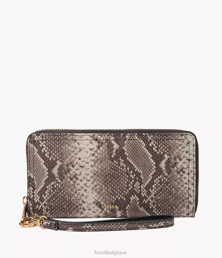 Fossil portefeuille femmes pochette zippée Logan imprimé serpent 8V4604797
