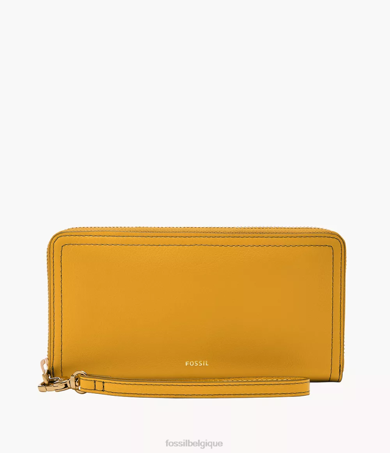 Fossil portefeuille femmes pochette zippée Logan jaune 8V4604794