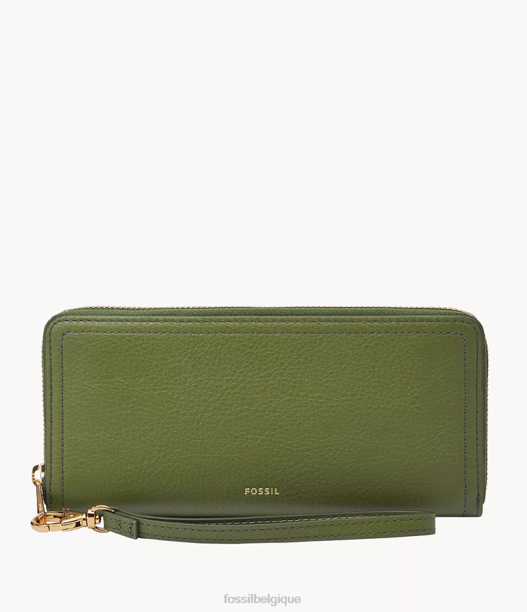 Fossil portefeuille femmes pochette zippée Logan vert 8V4604787