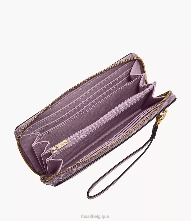 Fossil portefeuille femmes pochette zippée Logan violet 8V4604786