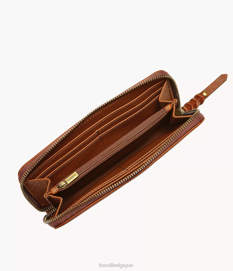 Fossil portefeuille femmes pochette zippée tara brun 8V4604886