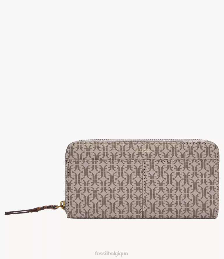 Fossil portefeuille femmes pochette zippée tara kaki 8V4604831