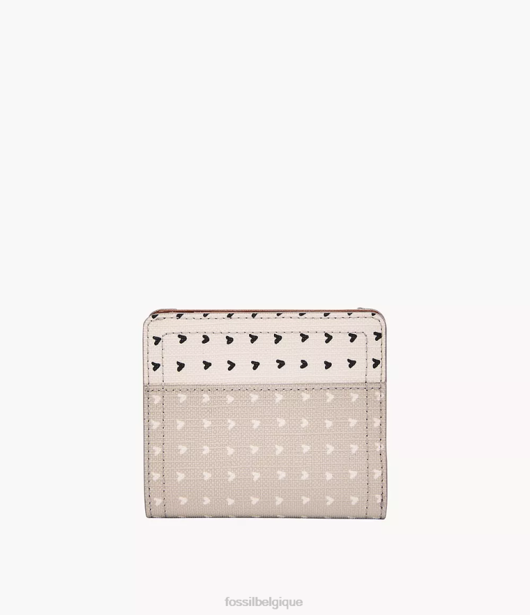 Fossil portefeuille femmes Logan petit RFID à deux volets beige/marron/blanc 8V4604889