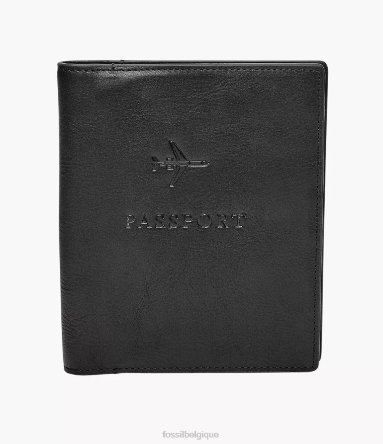 Fossil portefeuille Hommes étui à passeport en cuir rfid noir 8V46042024
