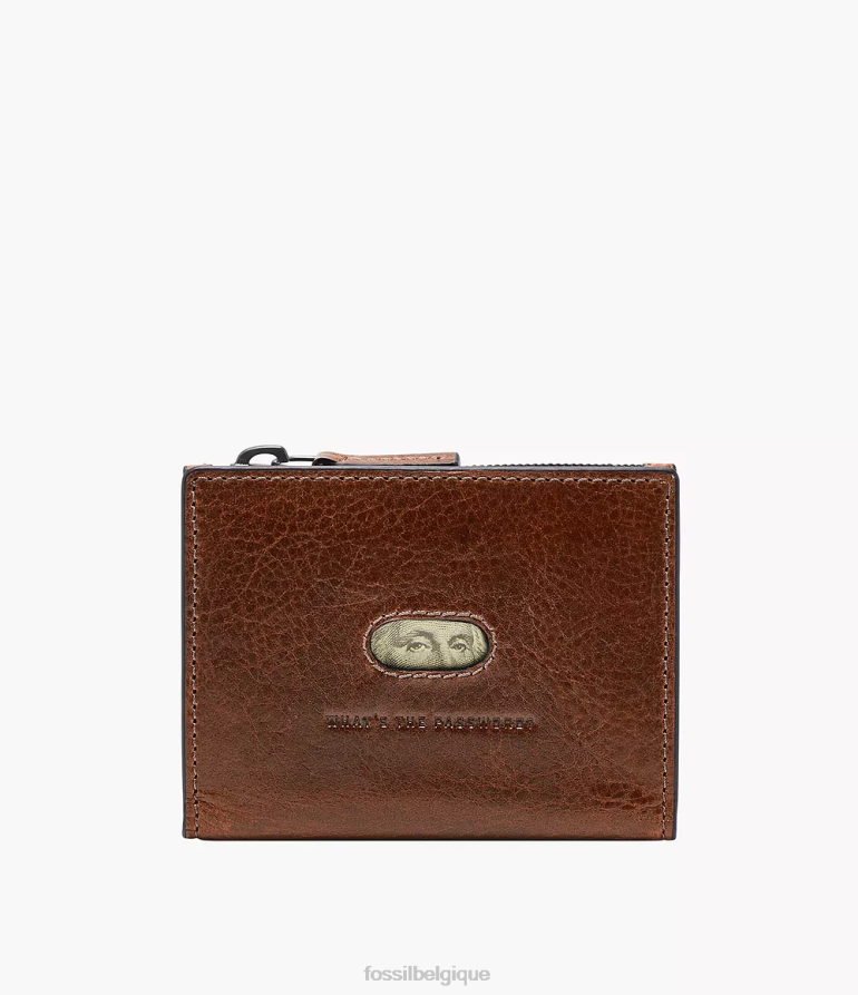Fossil portefeuille Hommes étui zippé pour cartes Andrew Cognac 8V46041730