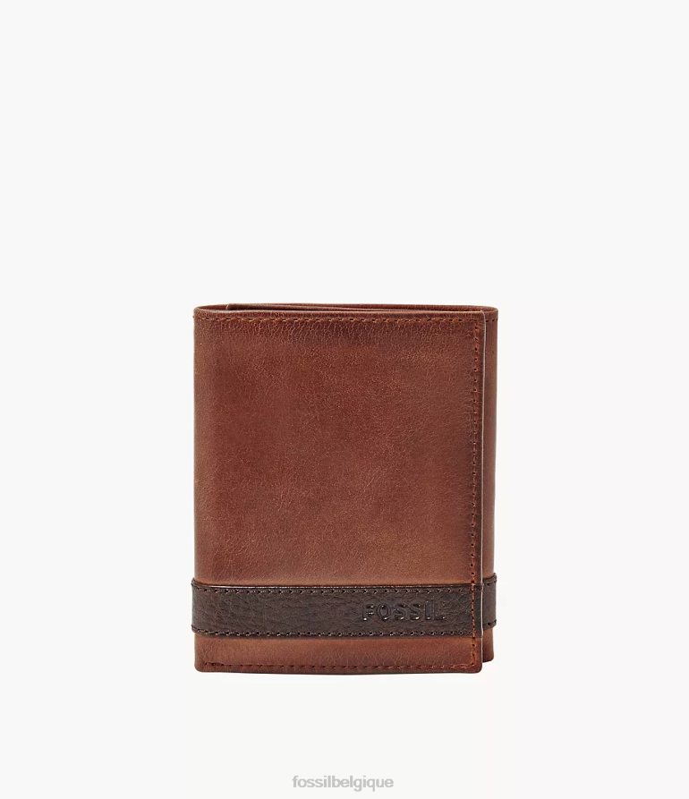 Fossil portefeuille Hommes Quinn à trois volets brun 8V46041838