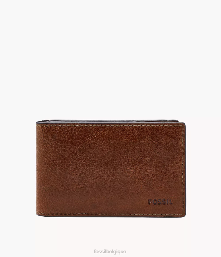 Fossil portefeuille Hommes Andrew poche avant à deux volets Cognac 8V46041684