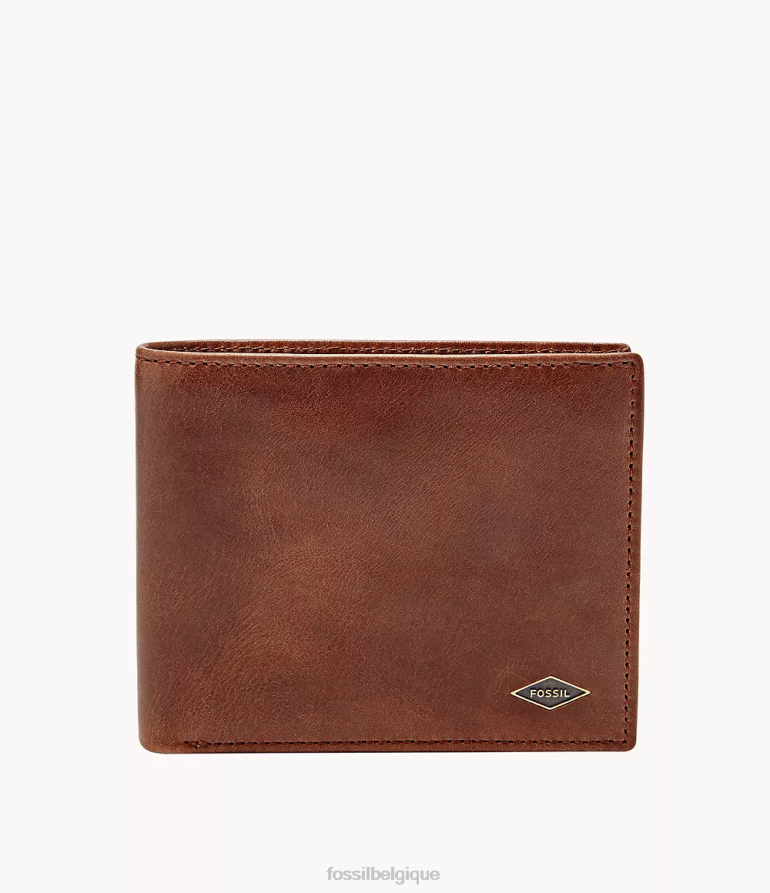 Fossil portefeuille Hommes Ryan RFID grande poche à monnaie à deux volets brun 8V46041669
