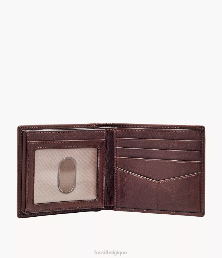 Fossil portefeuille Hommes ingram rfid à deux volets avec flip id brun 8V46041664