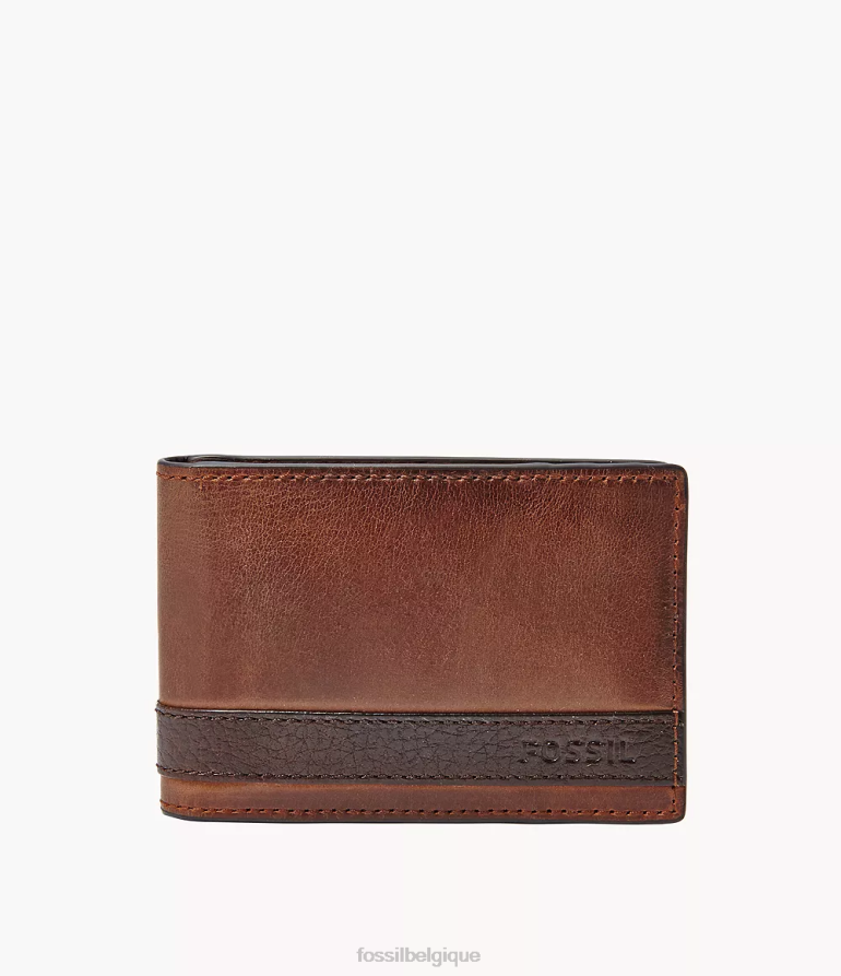 Fossil portefeuille Hommes pince à billets Quinn à deux volets brun 8V46041675