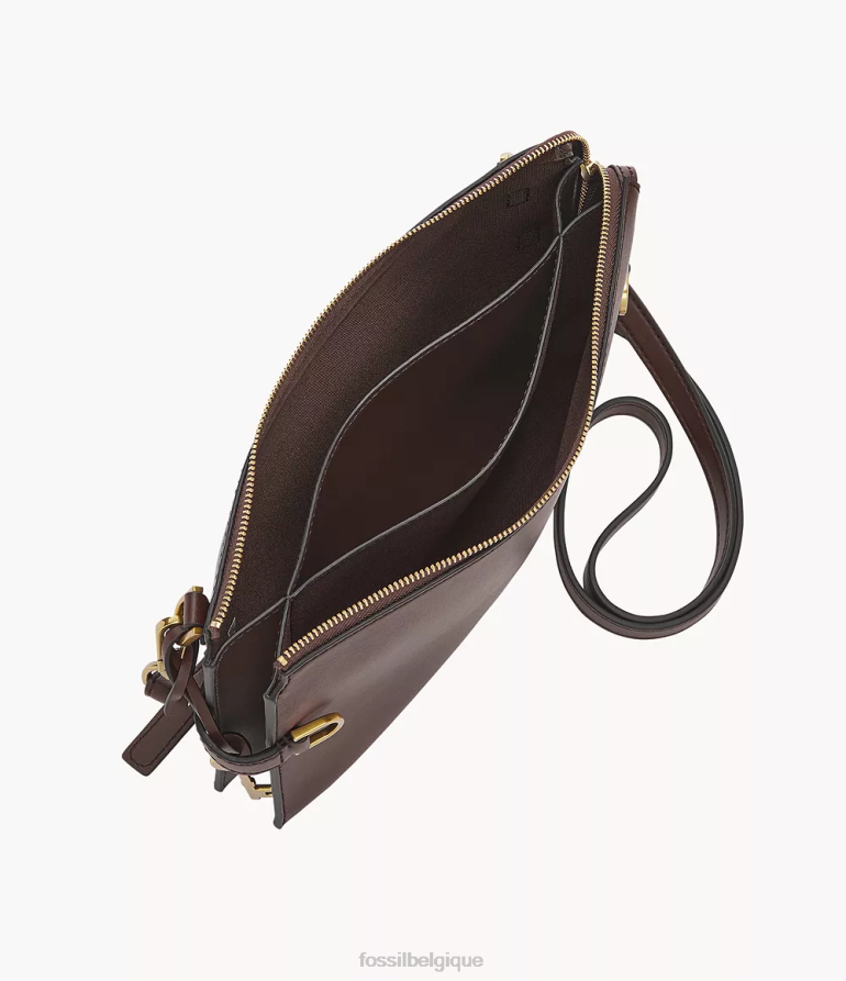 Fossil sac femmes sac à bandoulière en cuir cactus kier marron foncé 8V4604538