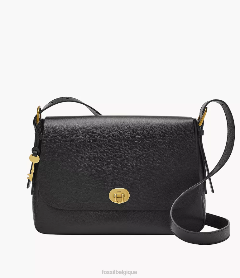 Fossil sac femmes sac bandoulière harper à grand rabat noir 8V4604669