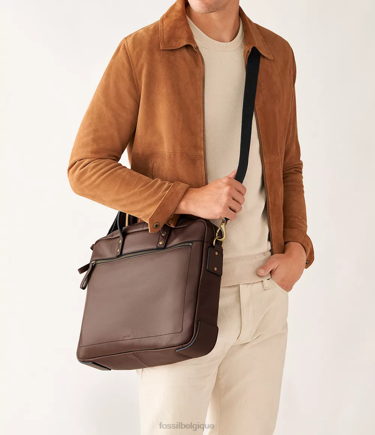 Fossil sac Hommes sac de travail haskell à double fermeture éclair marron foncé 8V46041617